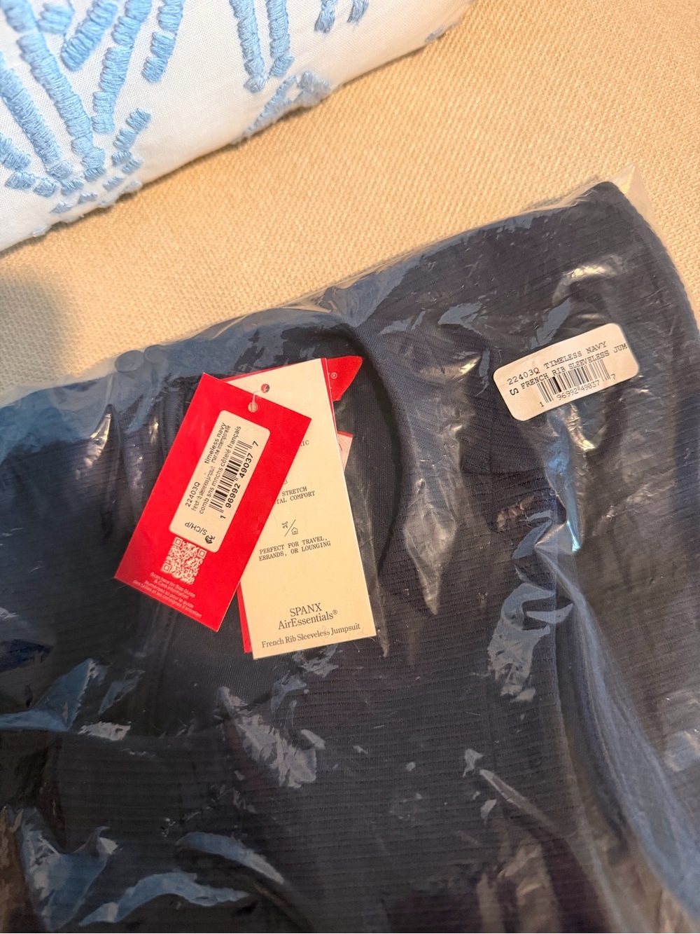 NWT - SPANX AirEssentials French Rib Sleeveless Jumpsuit – Navy – Small Petite - Picture 7 of 11